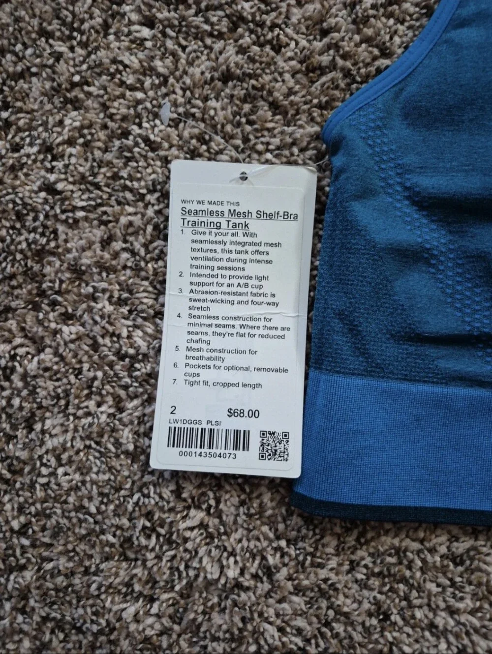 Lululemon Seamless Mesh Shelf Bra Training Tank NWT